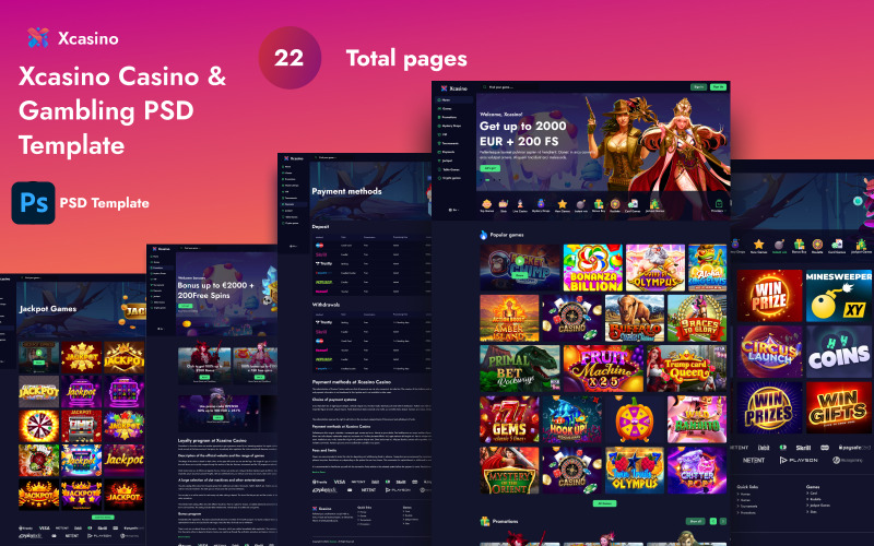 Xcasino – Шаблон PSD для казино и азартных игр