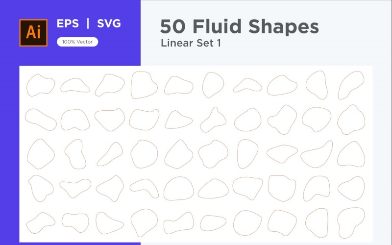Juego de formas lineales fluidas abstractas 50 V 1