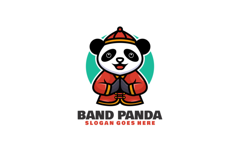 Band Panda Mascot Tecknad logotyp