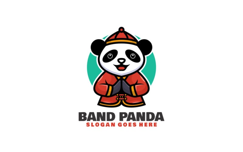bande, panda, mascotte, dessin animé, logo