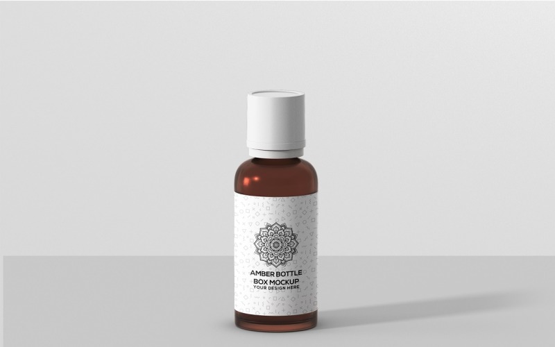 Bottiglia d'ambra - Bottiglia d'ambra con scatola Mockup 6