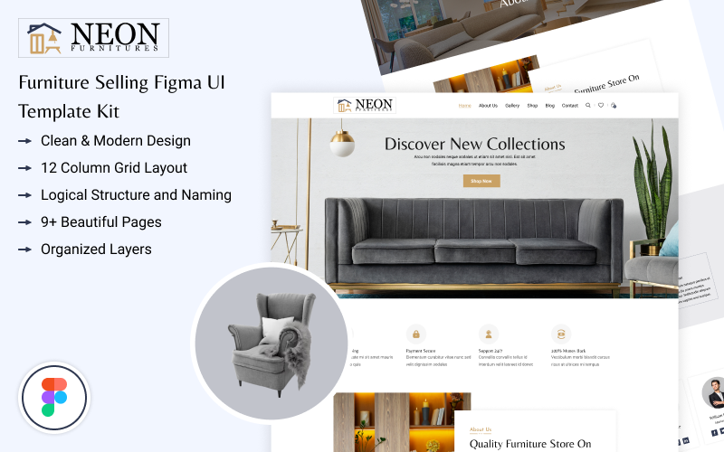 Neon Furniture - Furniture Selling Figma UI Template Kit