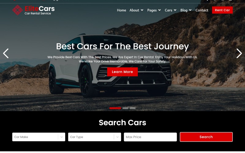 EliteCars - Car Rental React Website Template
