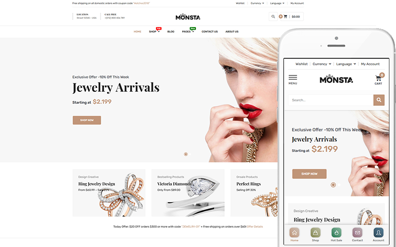 Monsta - 珠宝主题 WooCommerce 主题