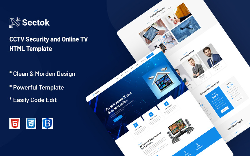 Sectok - Modello di sito Web per la sicurezza CCTV e la TV online