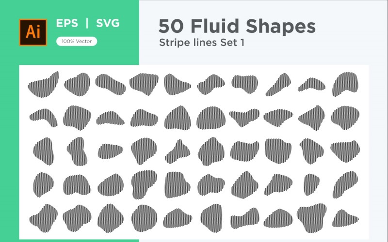 Absztrakt Fluid Shape Csíkos vonalak készlet 50 V 1