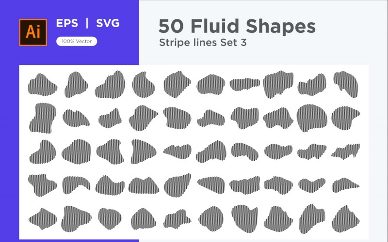 Abstract Fluid Shape Stripe lines Set 50 V 3