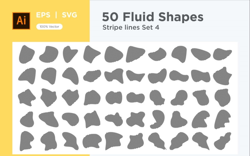 Conjunto de líneas de rayas de forma fluida abstracta 50 V 4