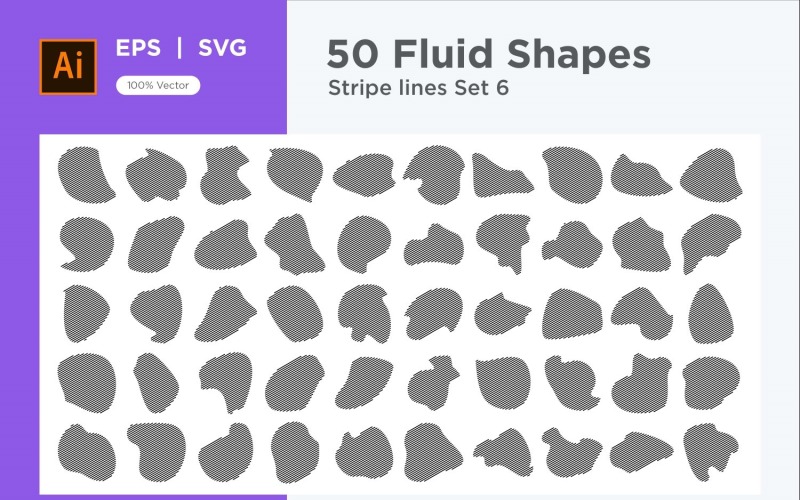 Conjunto de líneas de rayas de forma fluida abstracta 50 V 6