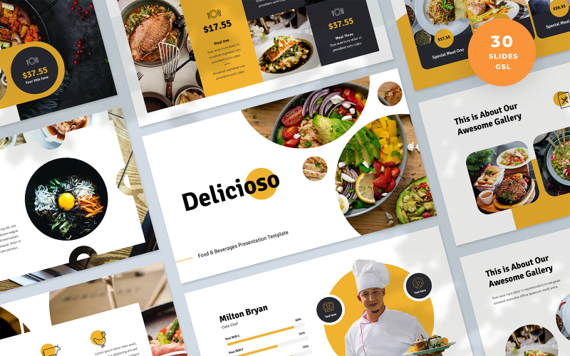 Delicioso - Apresentação de Alimentos e Bebidas Modelo de Google Slides