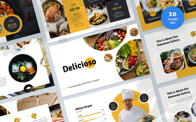 Delicioso – основний шаблон презентації продуктів харчування та напоїв