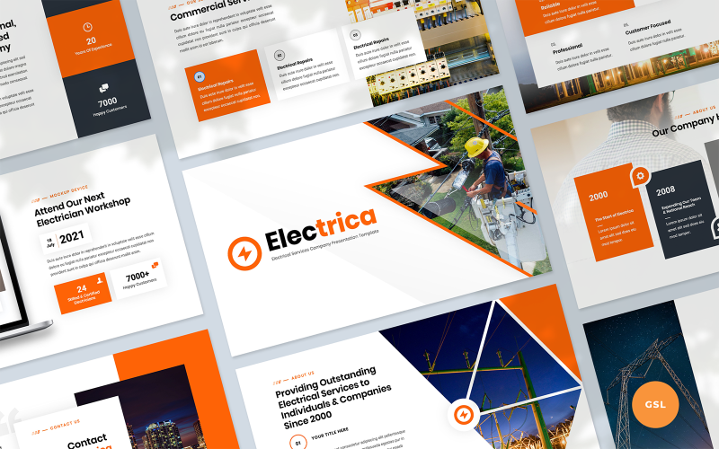 Electrica – Google Slides-Vorlage für die Präsentation von Elektrodienstleistungen