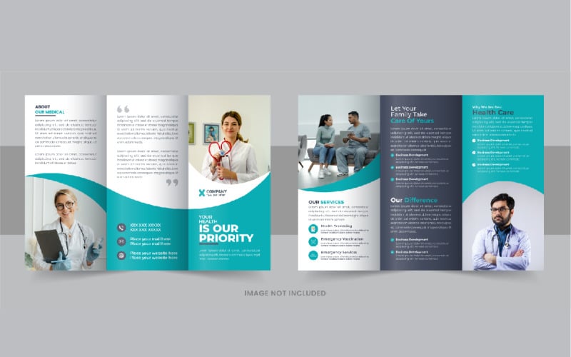 Healthcare or medical center trifold brochure design template