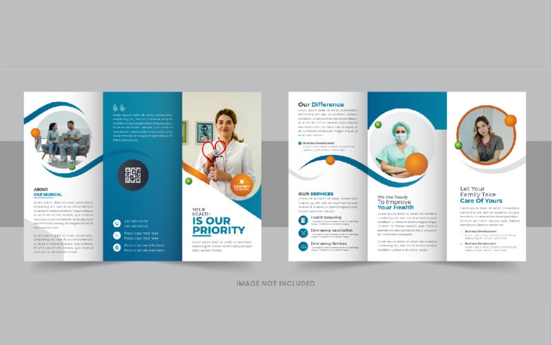 Healthcare or medical center trifold brochure design