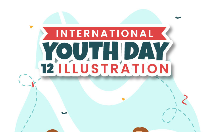 12 ilustracja szczęśliwy międzynarodowy dzień młodzieży