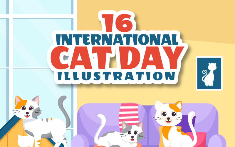 16 Internationale Kattendag Illustratie