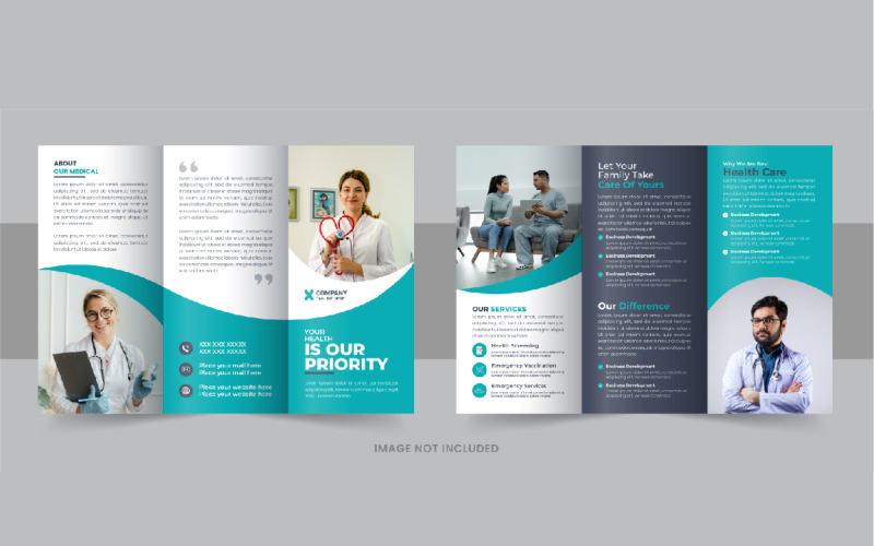 Plantilla de diseño de folleto tríptico de centro médico o de salud