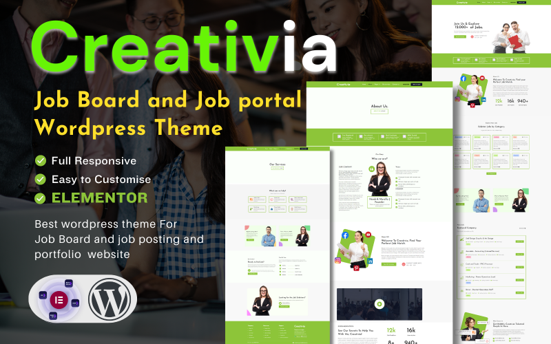 Creativia Job Board ve Job Solution - Wordpress Teması