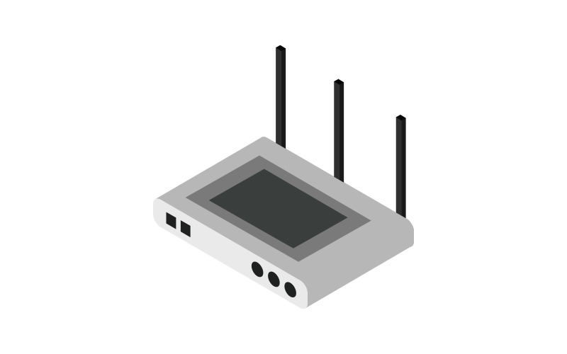 Isometrische router op een witte achtergrond