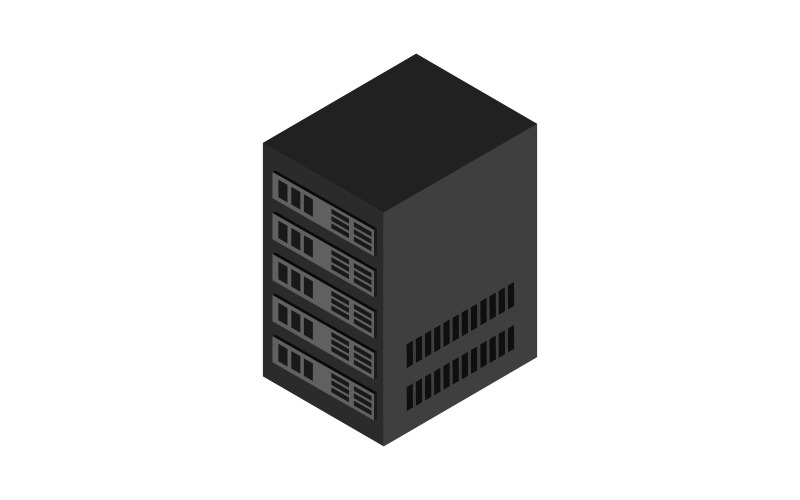 Isometrischer Server im Vektor dargestellt und auf dem Hintergrund farbig