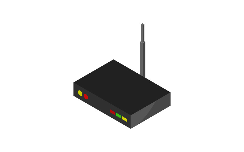 Wektor i kolorowy ilustrowany router na białym tle
