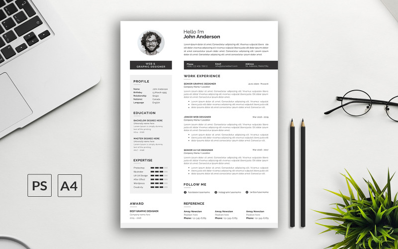 John Anderson cv-sjabloon met sollicitatiebrief