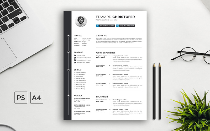 Modello di curriculum con copertina