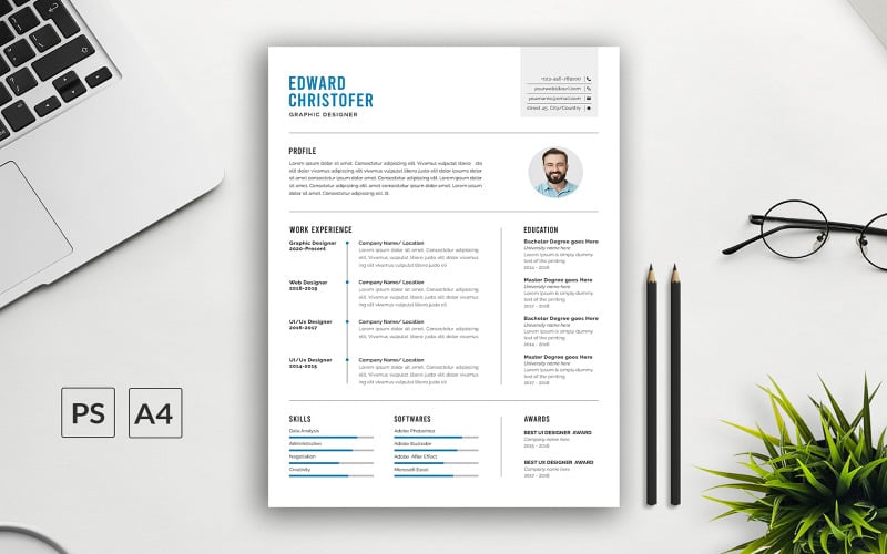 Conception de modèle de CV Edward Christofer