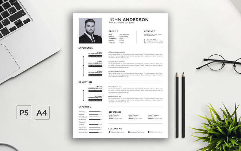 Czyste i kreatywne CV / szablon CV