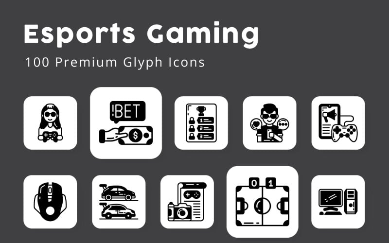 Esports Gaming Glyph Icons #339008 - TemplateMonster