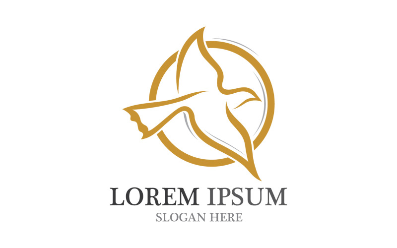 Gołąb ptak i skrzydło wektor logo szablon v21