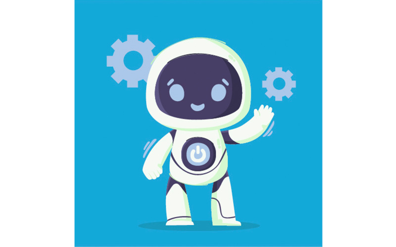 Aranyos Robot Ikon Illusztráció