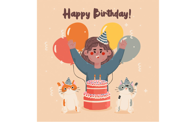 Ilustração de Modelo de Design de Feliz Aniversário