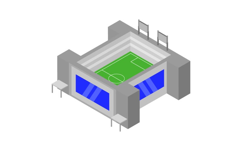 Isometrisch en gekleurd stadion in vector op achtergrond