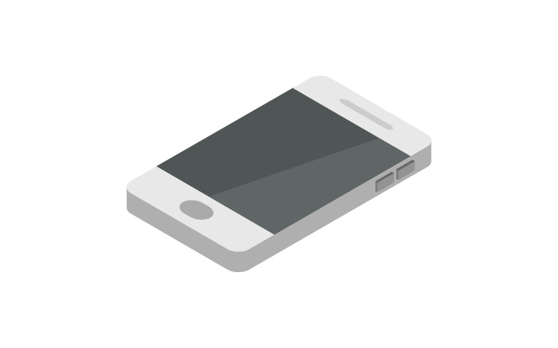 Izometrický smartphone zobrazený ve vektoru na bílém pozadí