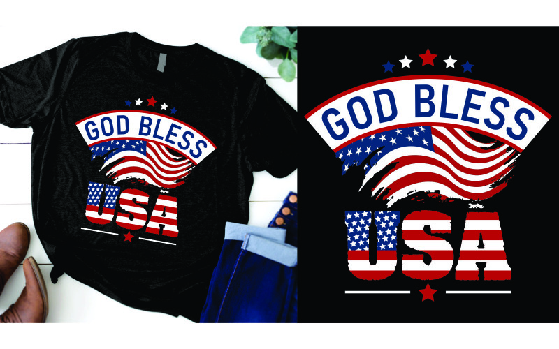 God Bless You USA Flag  4th of July Independence Day Patriotic TShirt