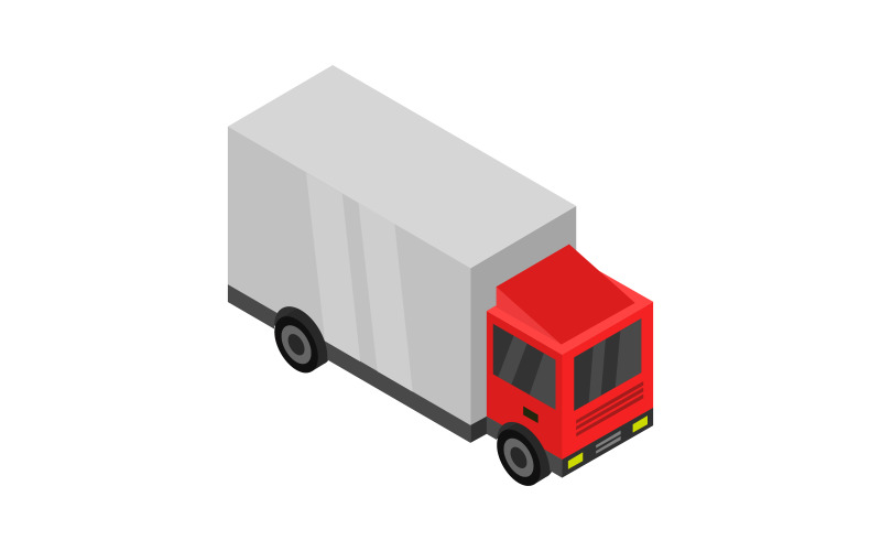 Izometrikus teherautó, fehér alapon illusztrálva