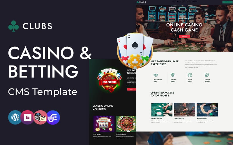 Clubs: casino en línea, juegos y apuestas Tema de WordPress Elementor CMS