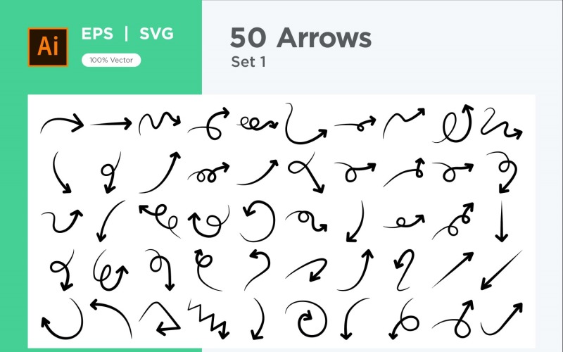 Conjunto de design de seta abstrata desenhada à mão 50 V 1