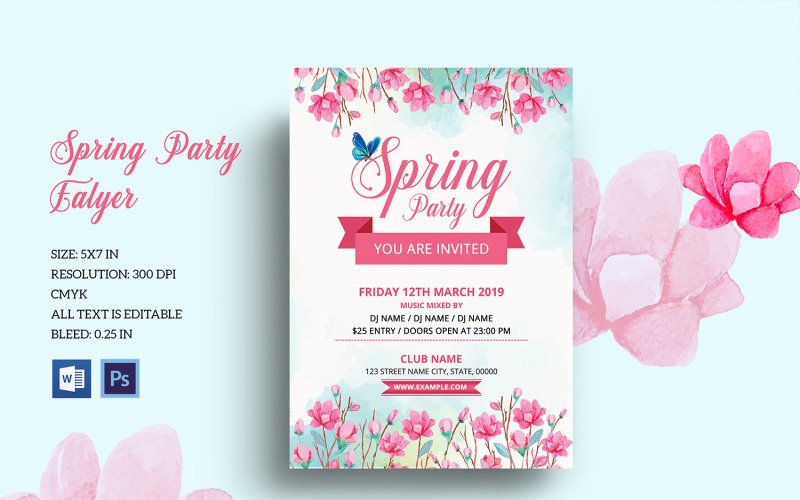 Modèle de Flyer d'invitation à la fête de printemps / au festival