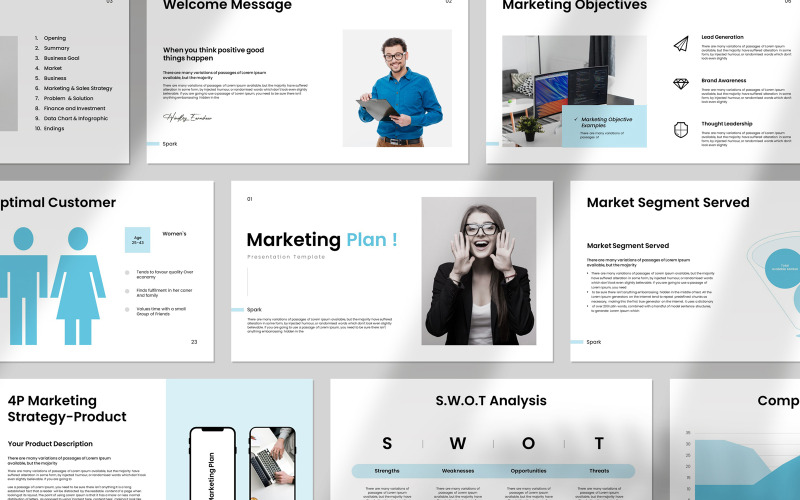 Präsentationsvorlage für einen sauberen Marketingplan
