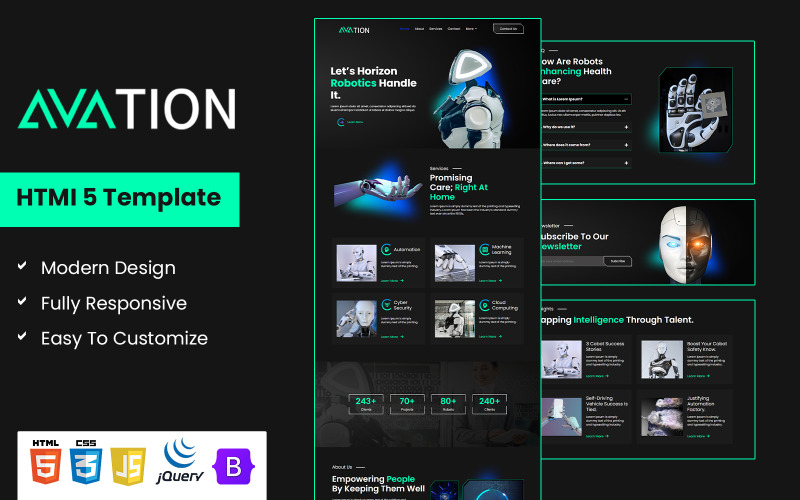 AVATION – Robotika a umělá inteligence HTML5 šablona