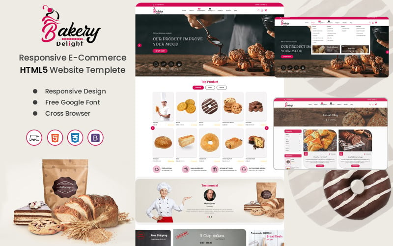 Cake - Free Responsive Bootstrap 4 HTML5 Food Website Template