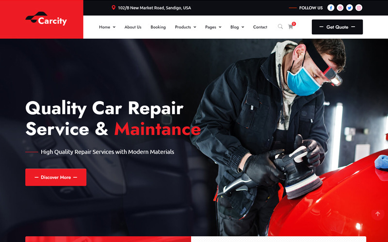 Carcity - HTML5-mall för bilreparationer och tjänster