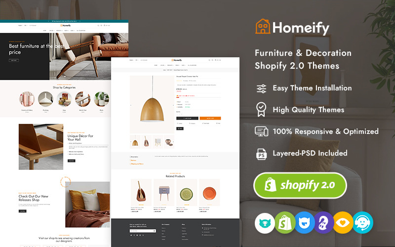Homeify - Shopify Responsive Theme för heminredning och konsthantverk