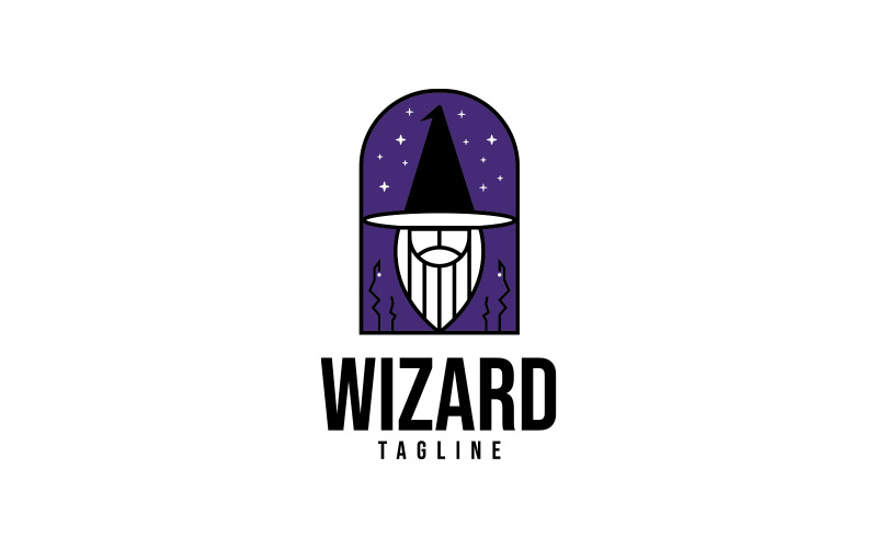 Modèle de logo de l'assistant Logo de l'homme de la sorcière