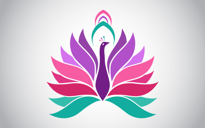 Modèle de logo de paon coloré