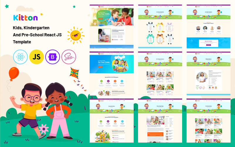 React Js-Vorlage für Kinder, Kindergärten und Vorschulkinder