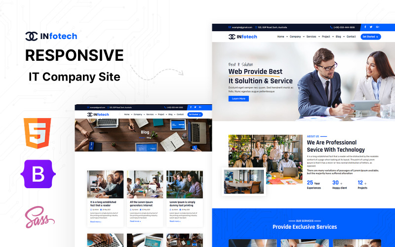 X-Infotech - Modello di sito web HTML5 per web agency multiuso