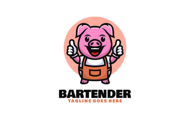 Barman Maskot Kreslené Logo
